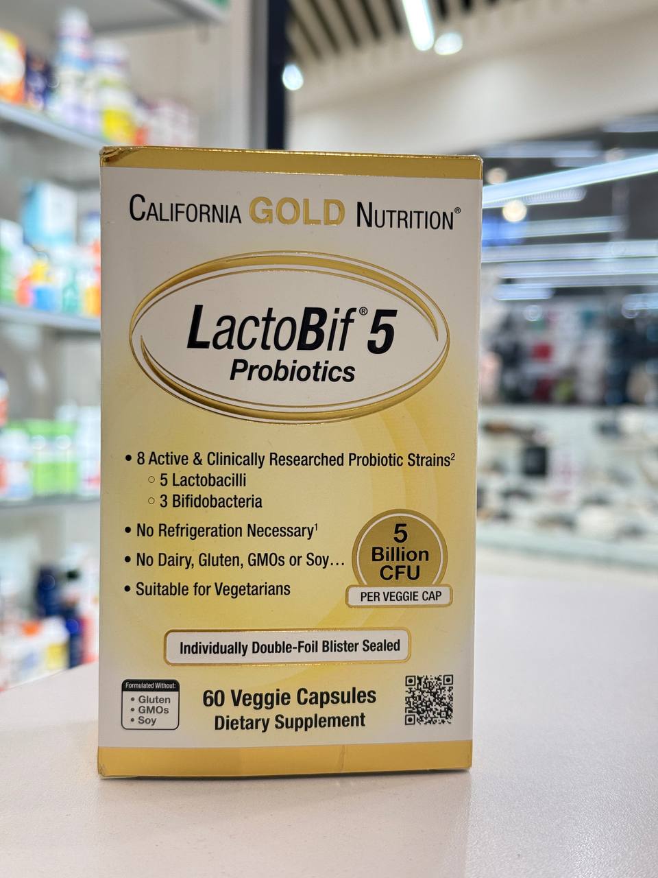 California Gold Nutrition, Пробиотики LactoBif, 5 млрд КОЕ, 60 овощных капсул