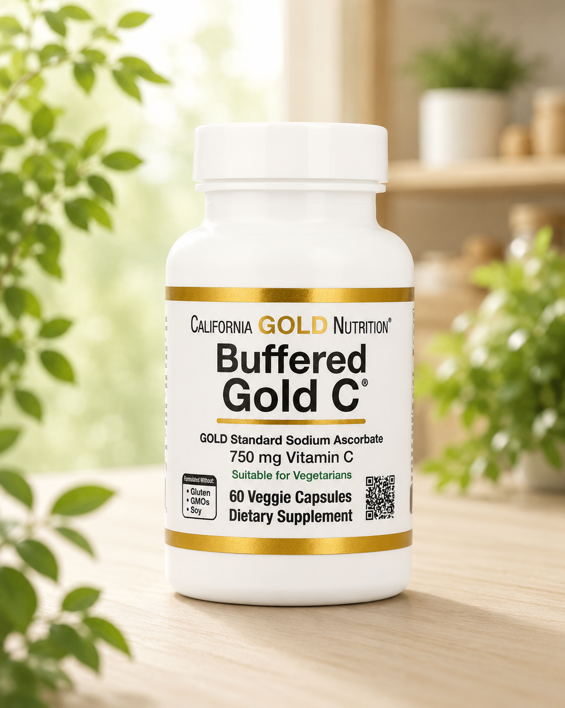 California Gold Nutrition не кислый витамин С Буферный 750мг 60 капсул